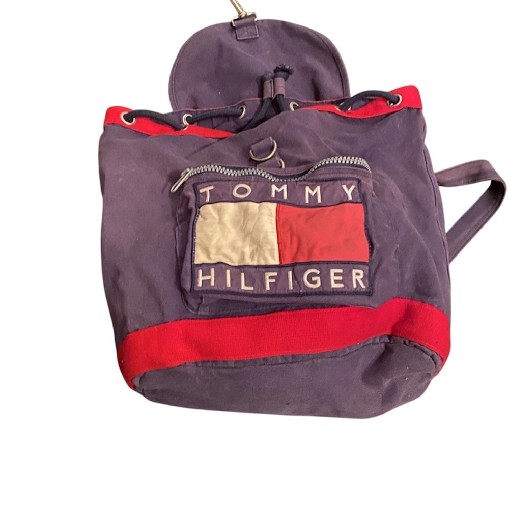 Vintage Tommy Hilfiger Canvas Big Logo Backpack Bag